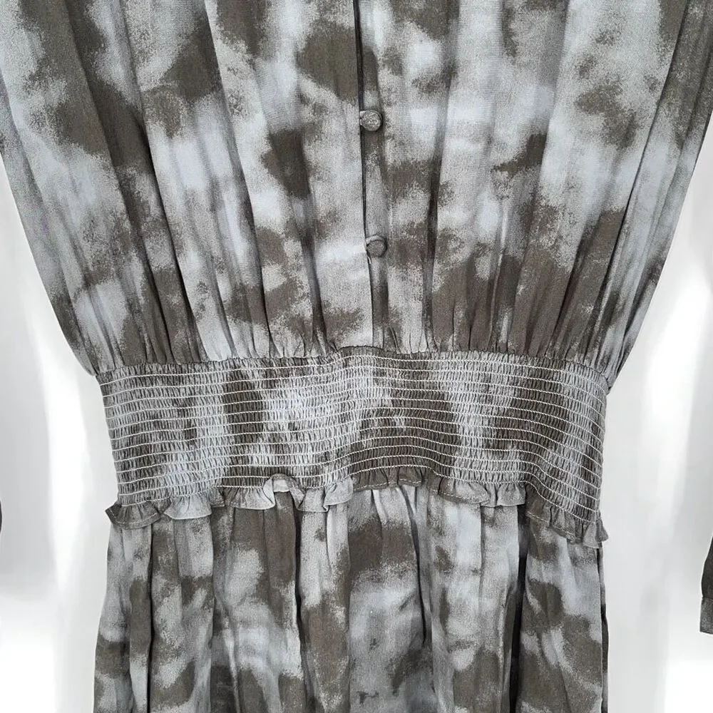 Rails Womens Long Sleeve Slate Tie Dye Jasmine Mini Dress Gray‎ Small NWOT